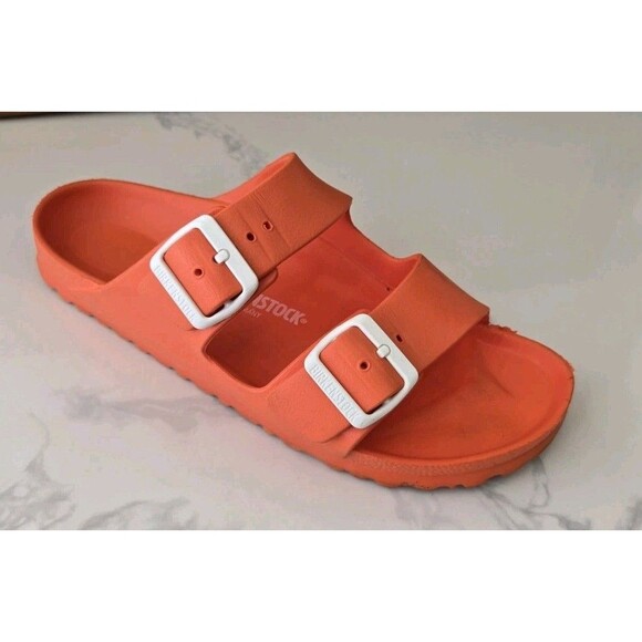Birkenstock men’s Arizona Orange slide on sandals (size 39)